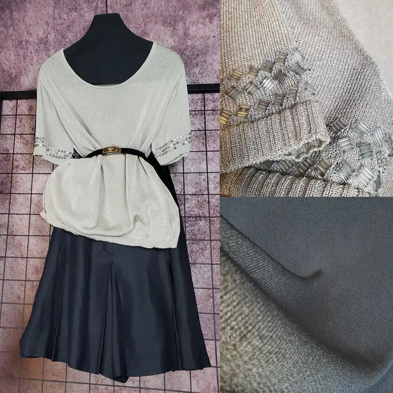 Yves Saint Laurent YSL Summer Light Gray Embroidered Short Sleeve Tee 0089 Size L / US 10 / IT 46 - 1 Thumbnail
