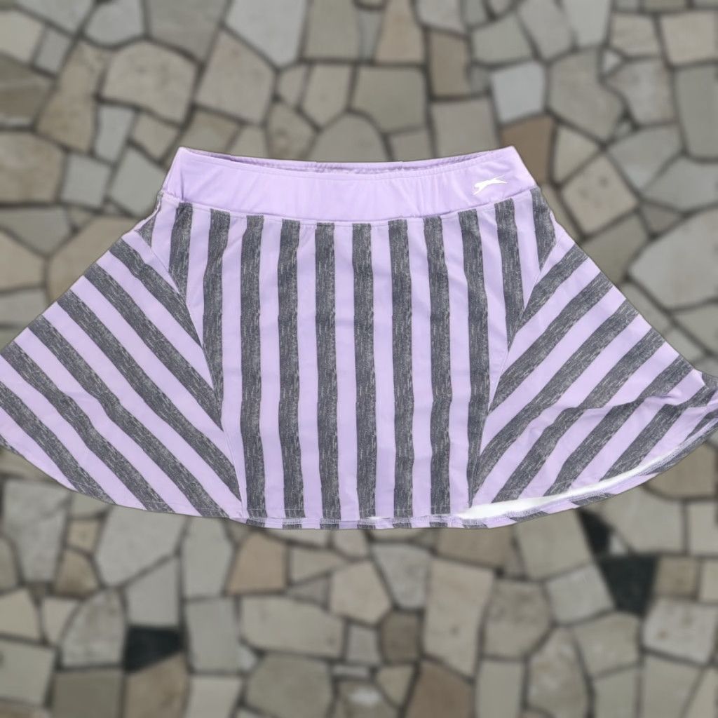 Vintage Slazenger High Stretch 14" Woven Tennis Shorts Lavender Striped Women's M Size ONE SIZE - 1 Thumbnail