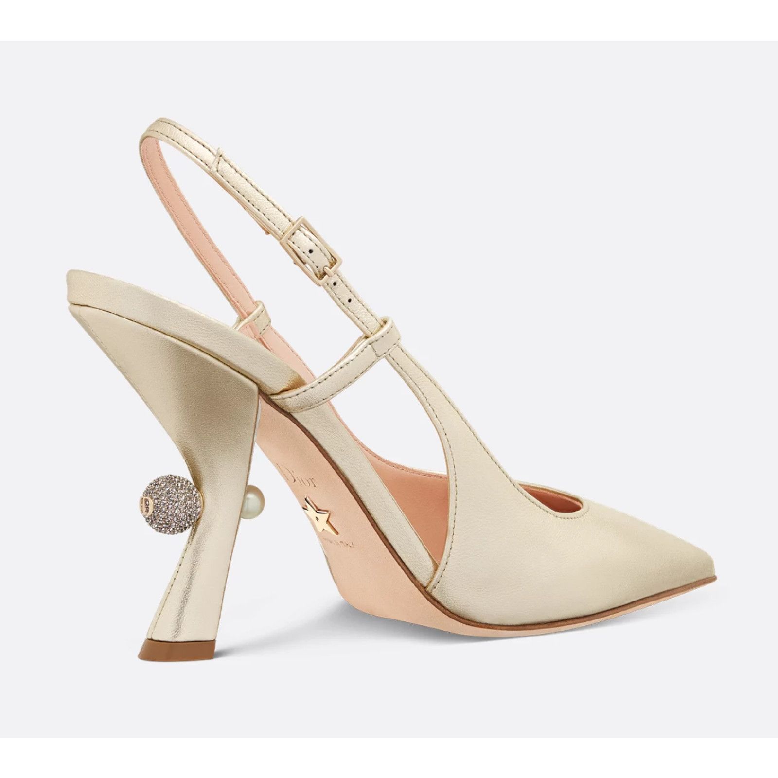 Dior Dior Tribales Jadior Pale Gold Laminated Sandal Pump 37.5 Size US 7.5 / IT 37.5 - 9 Thumbnail