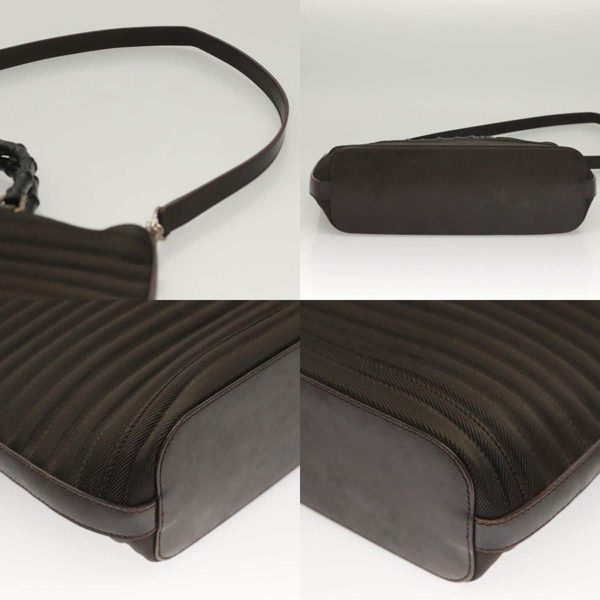 Gucci GUCCI Bamboo Handbag Nylon Leather Brown Silver 000 1998 Size ONE SIZE - 10 Thumbnail