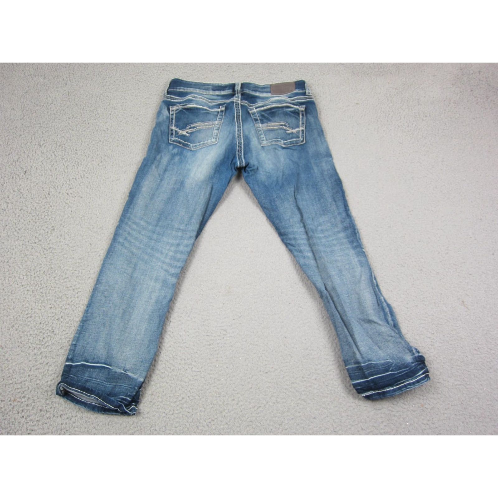 Vintage Buckle BKE Jeans Womens Capri 29 Blue Denim Sabrina Cropped 5-Pocket Stretch Casual Regular Size 29 Womens Jeans Capris" Size 29" - 7 Thumbnail