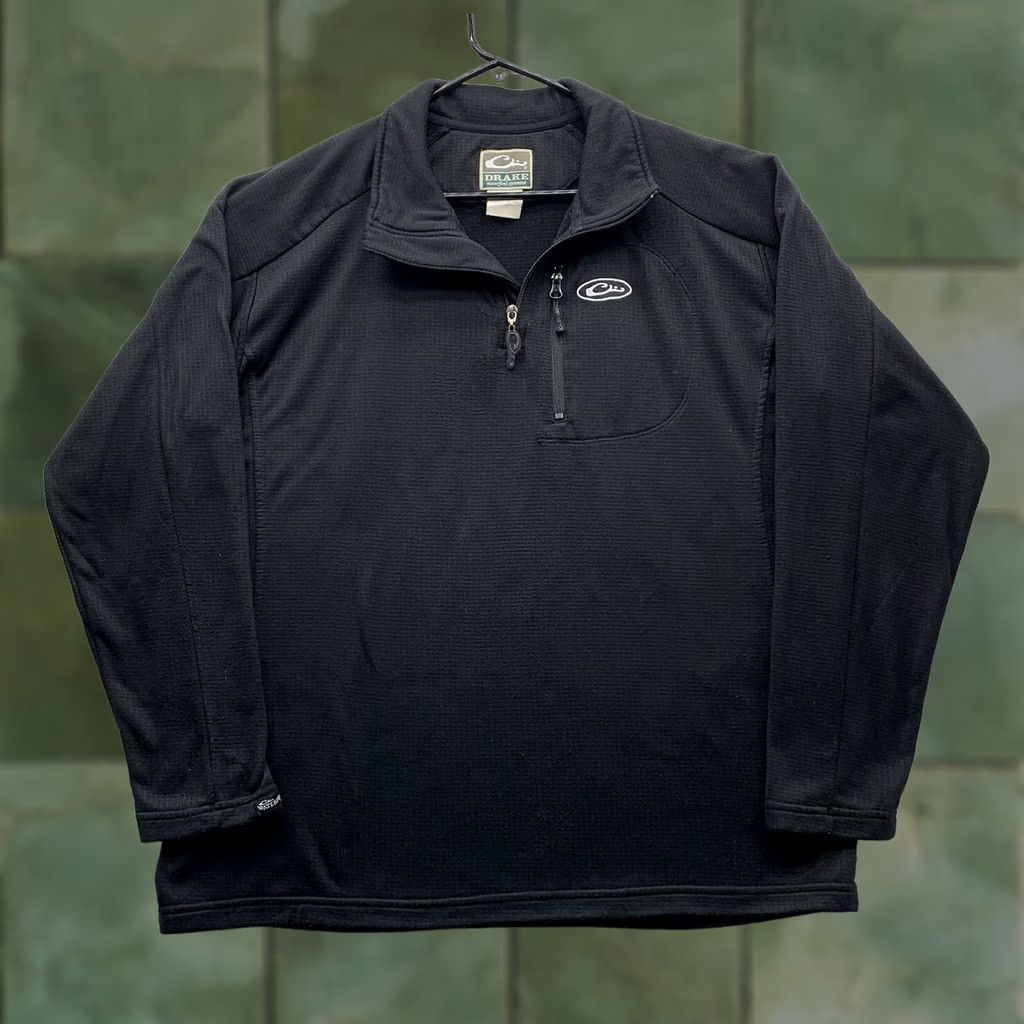 Vintage Drake Sweater Mens L Black Thermal Waffle Knit 1/4 Zip Pullover Outdoor Hunting Winter Fall 365 Waterfowler Size US L / EU 52-54 / 3 - 1 Thumbnail