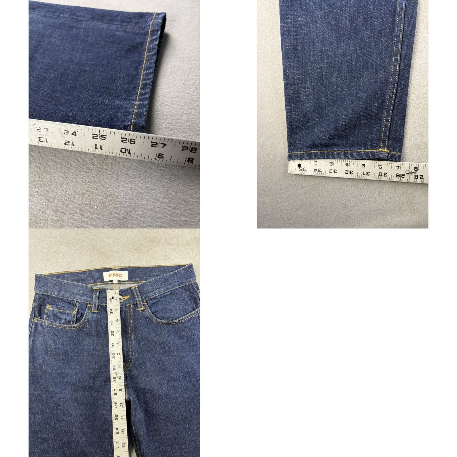 YMC YMC Jeans Women XS 28x26 Blue Denim Cotton Selvedge Dark Straight Relaxed Pocket Button Zip 1990s Portugal Size 26" / US 2 / IT 38 - 8 Thumbnail