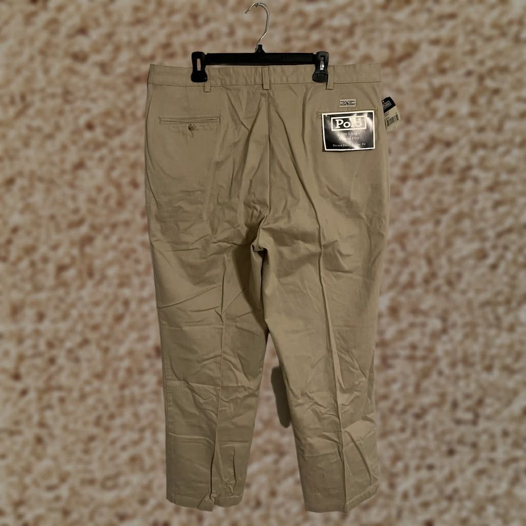 Polo Ralph Lauren VINTAGE Polo Ralph Lauren Andrew Pants Chino - Men's 42x32 - Beige Khaki Pleated Cotton Logo Regular Straight 42 Mens Size US XL / EU 56 / 4 - 1 Thumbnail