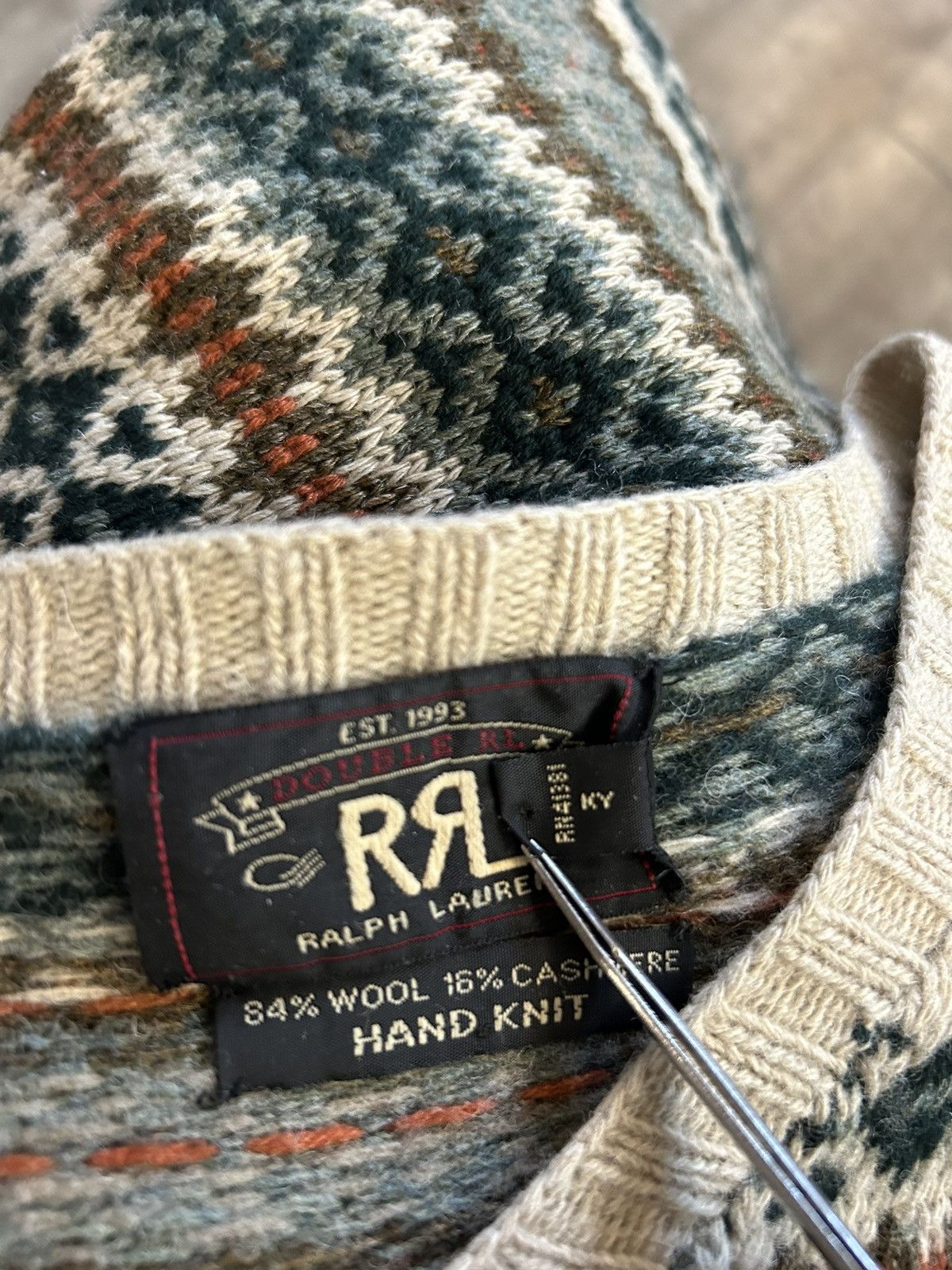 RRL Ralph Lauren Mended Wool HandKnit Sweater SZ S Size US S / EU 44-46 / 1 - 9 Thumbnail
