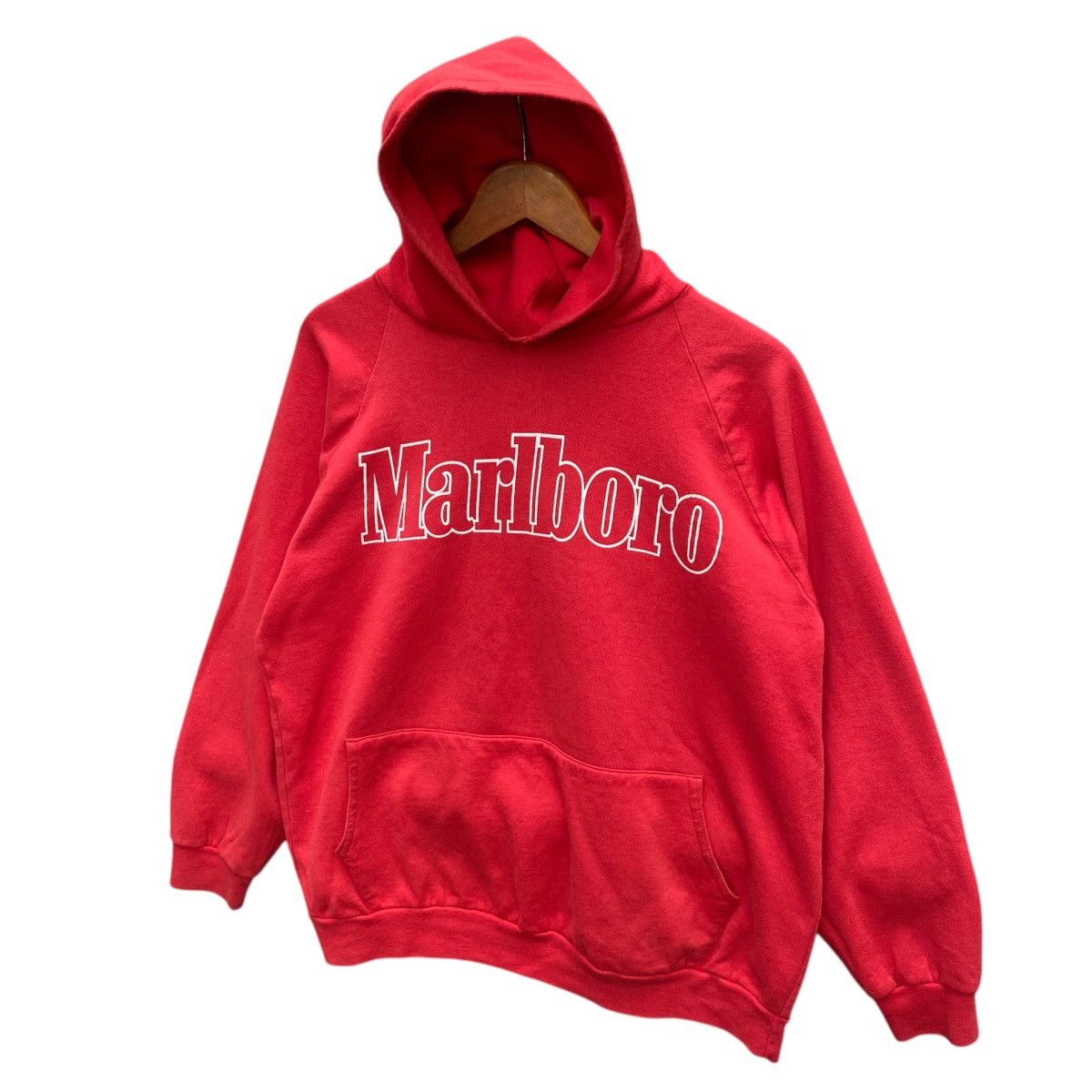Marlboro × Vintage 💥70s MARLBORO HOODIE SWEATER SPELLOUT LOGO Size US L / EU 52-54 / 3 - 2 Thumbnail