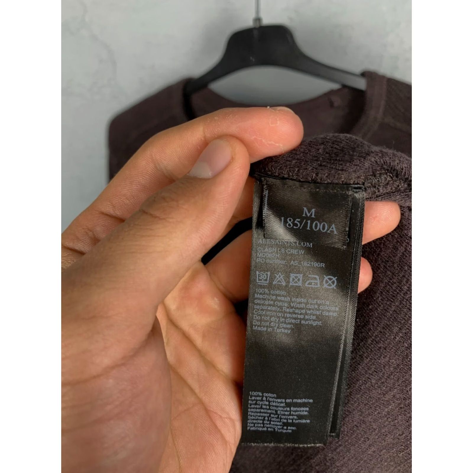Allsaints Allsaints Mens Clash Crew Neck Long Sleeve T-Shirt M Blue Mens Regular Fit Shirt Size US M / EU 48-50 / 2 - 4 Thumbnail