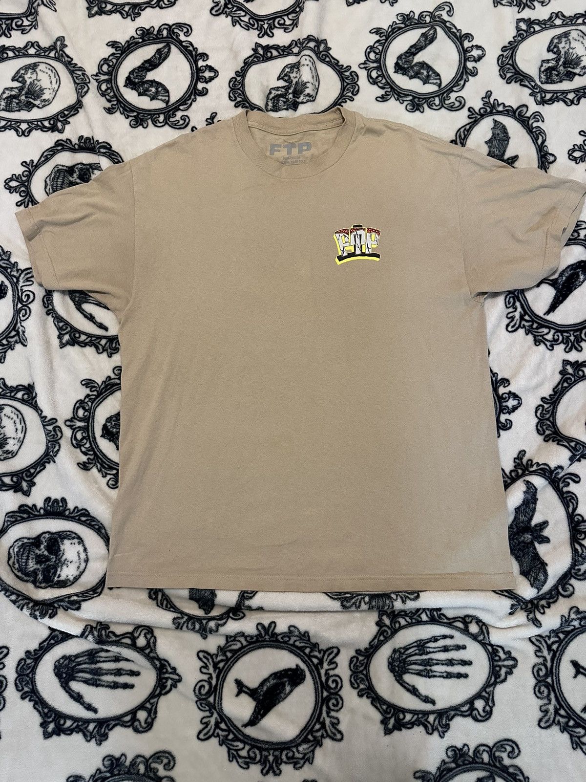image of Fuck The Population x Fuct Ftp Brick Wall T Shirt in Beige, Men's (Size XL)
