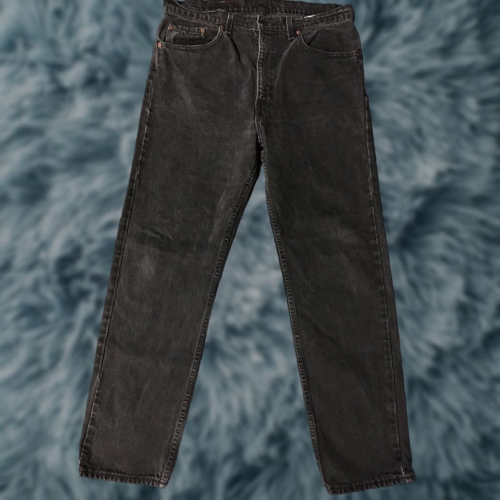 Levi's VINTAGE Levi’s 505 Jeans 36 Regular 32in Black Denim USA Distressed Distress 80s 90s Grunge Biker Punk Skate Men Jeans Size US 36 / EU 52 - 1 Thumbnail