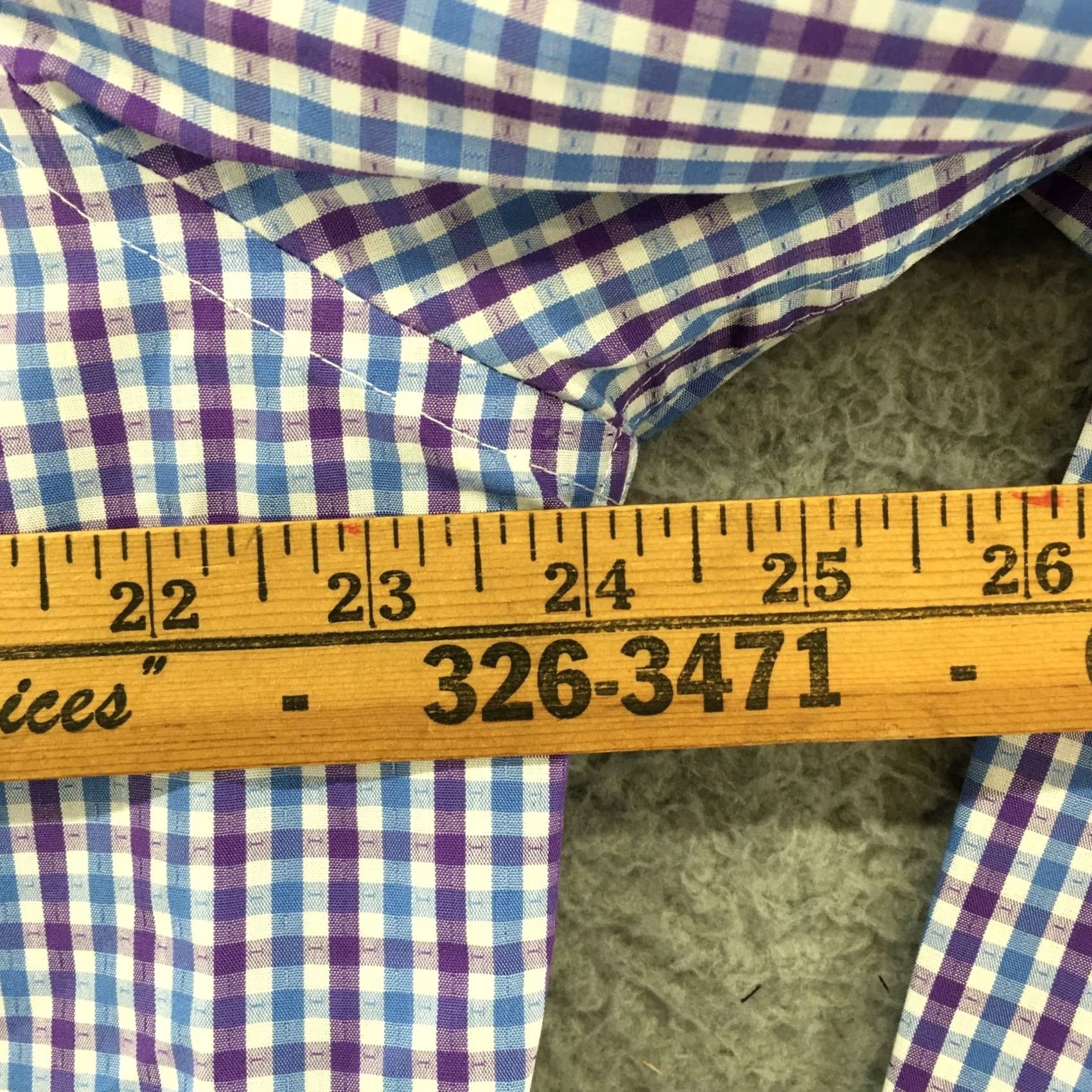 Banana Republic Banana Republic Button-Up Dress Shirt Mens XL Purple Check Collared Long Sleeve Slim Non-Iron Regular Fit Size 46R - 4 Thumbnail