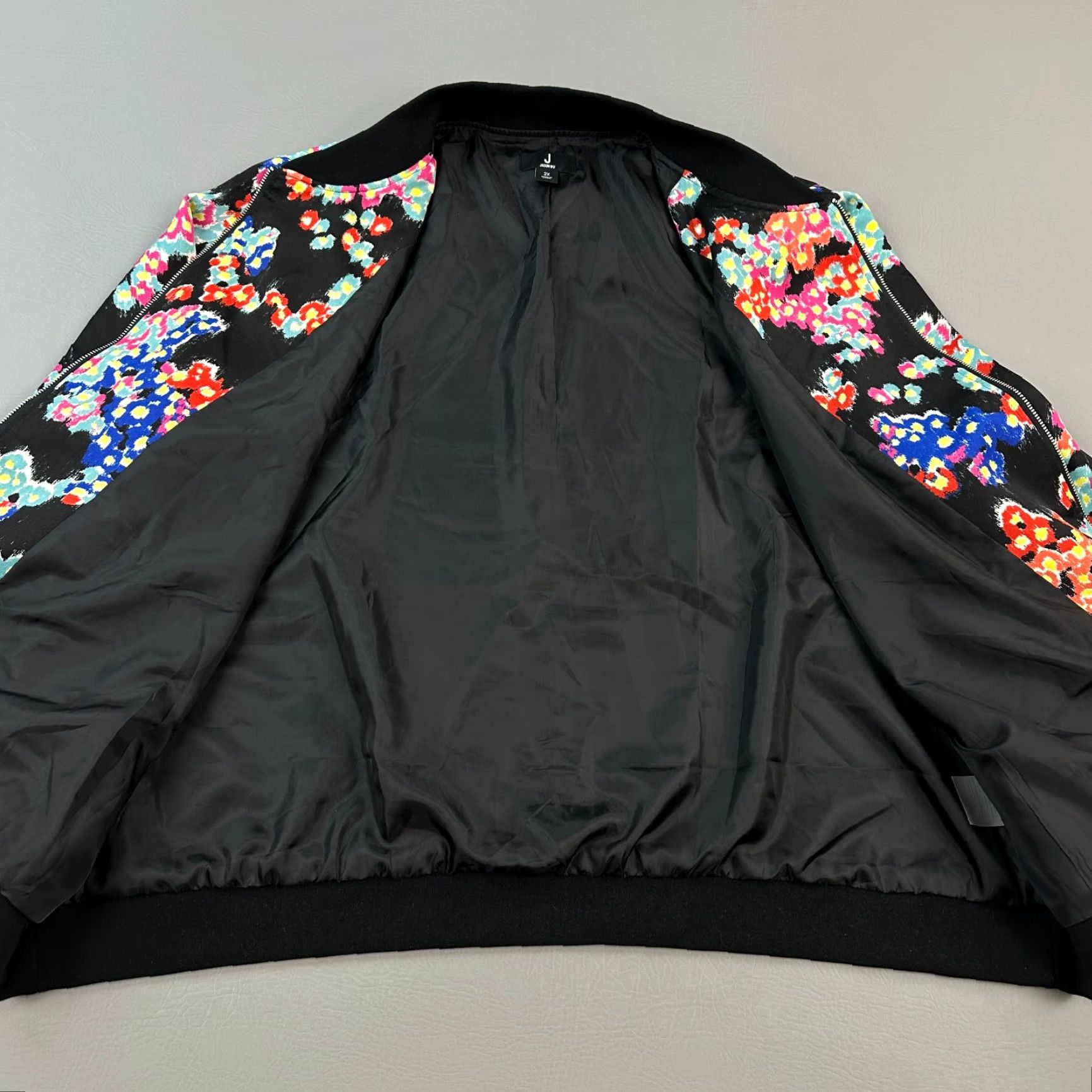 Jason Wu Jason Wu Jacket Women's 2X Black Abstract Floral Full Zip Lightweight Bomber Shirt Size XXL / US 16-18 / IT 52-54 - 5 Thumbnail