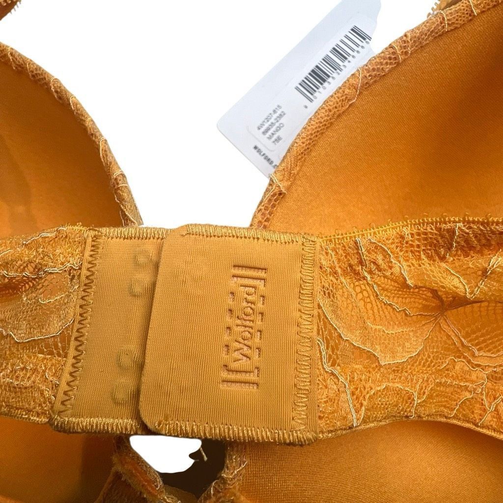 Wolford NWT Wolford Magnolia Lace Push-Up Demi Bra Mango Yellow 75D / 34D Size ONE SIZE - 8 Thumbnail