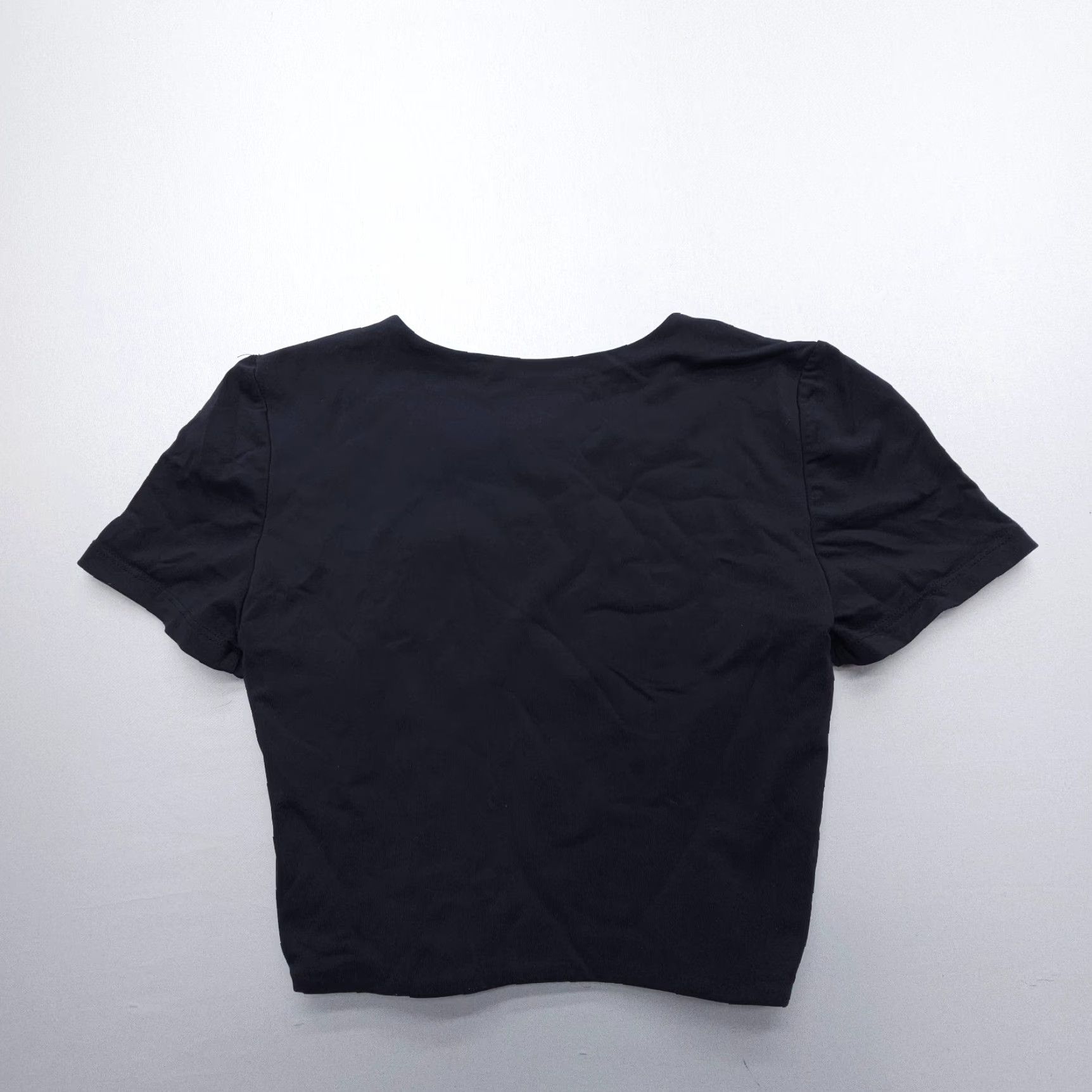Aritzia Aritzia T-Shirt Women Cropped Slim Crew Neck Short Sleeve Black S Nylon Spandex Microfiber Solid USA Size S / US 4 / IT 40 - 2 Thumbnail