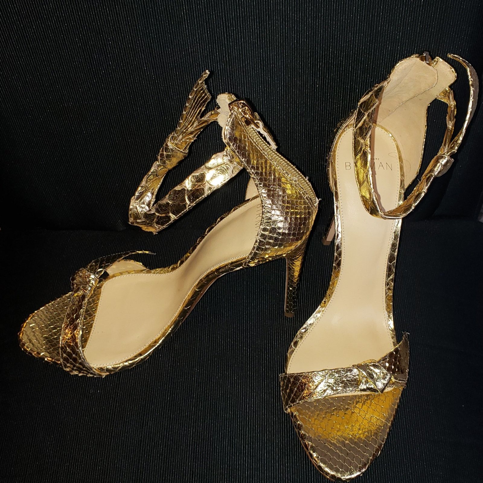 Alexandre Birman $795 List Alexandre Birman Gold toned python spike heels Size US 7.5 / IT 37.5 - 1 Thumbnail