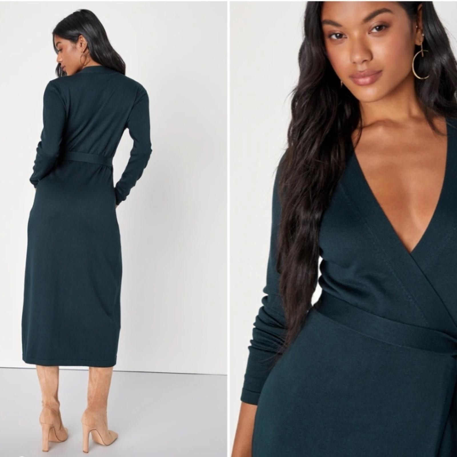 Lulus LULU's Chic Sexy Casual Ribbed Holiday Sweater Wrap Midi Size M / US 6-8 / IT 42-44 - 4 Thumbnail
