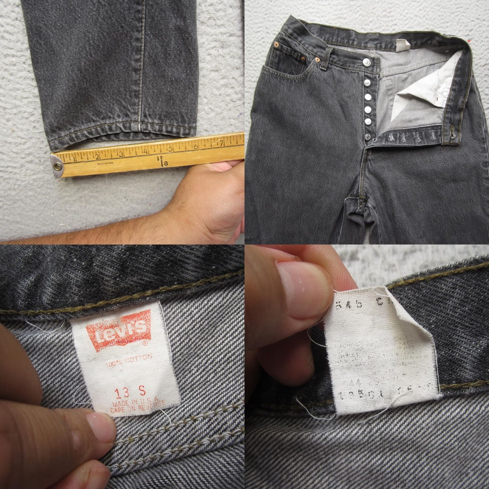 Levi's VINTAGE Levis 501 Jeans Womens 13 Black High Rise Button Fly USA 90s Size 34" / US 12 / IT 48 - 8 Thumbnail