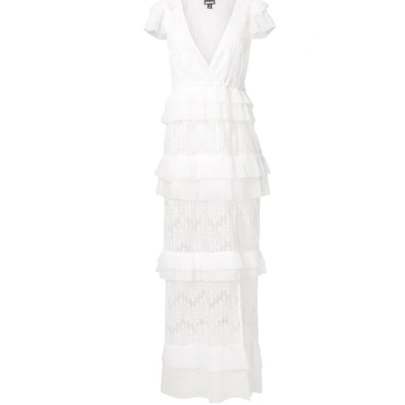Just Cavalli Just Cavalli Dress White Lace Gown Pleated Flounce Size M / US 6-8 / IT 42-44 - 1 Thumbnail