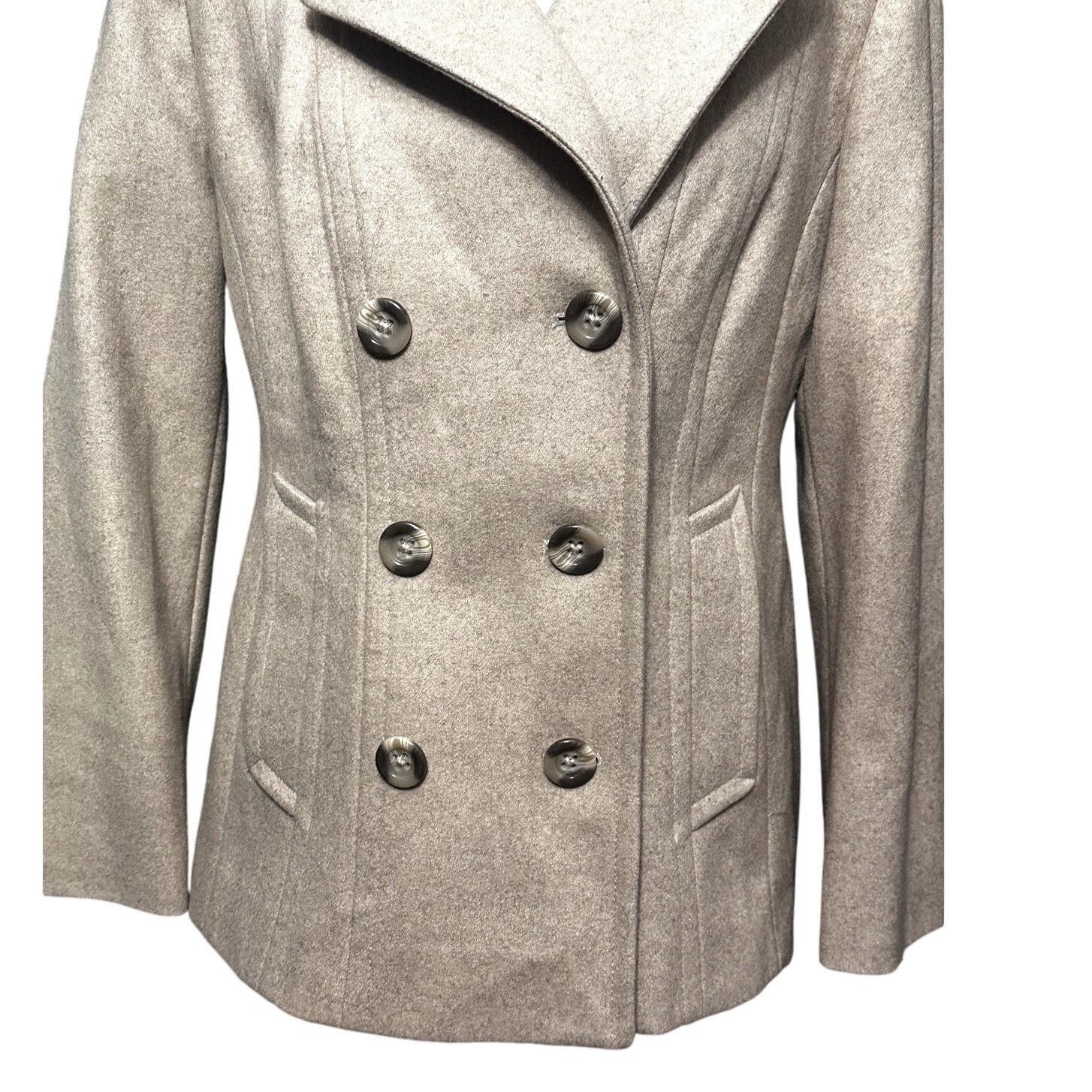 Croft & Barrow Croft & Barrow Pea Coat Double Breasted Wool Tan Women's S Size S / US 4 / IT 40 - 3 Thumbnail