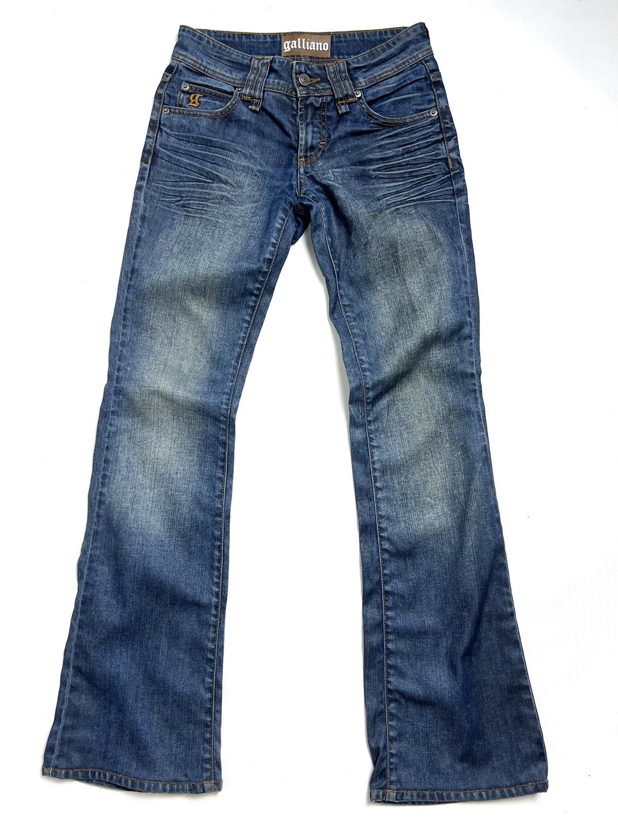 Galliano flared washed distressed jeans womens 26 / 40