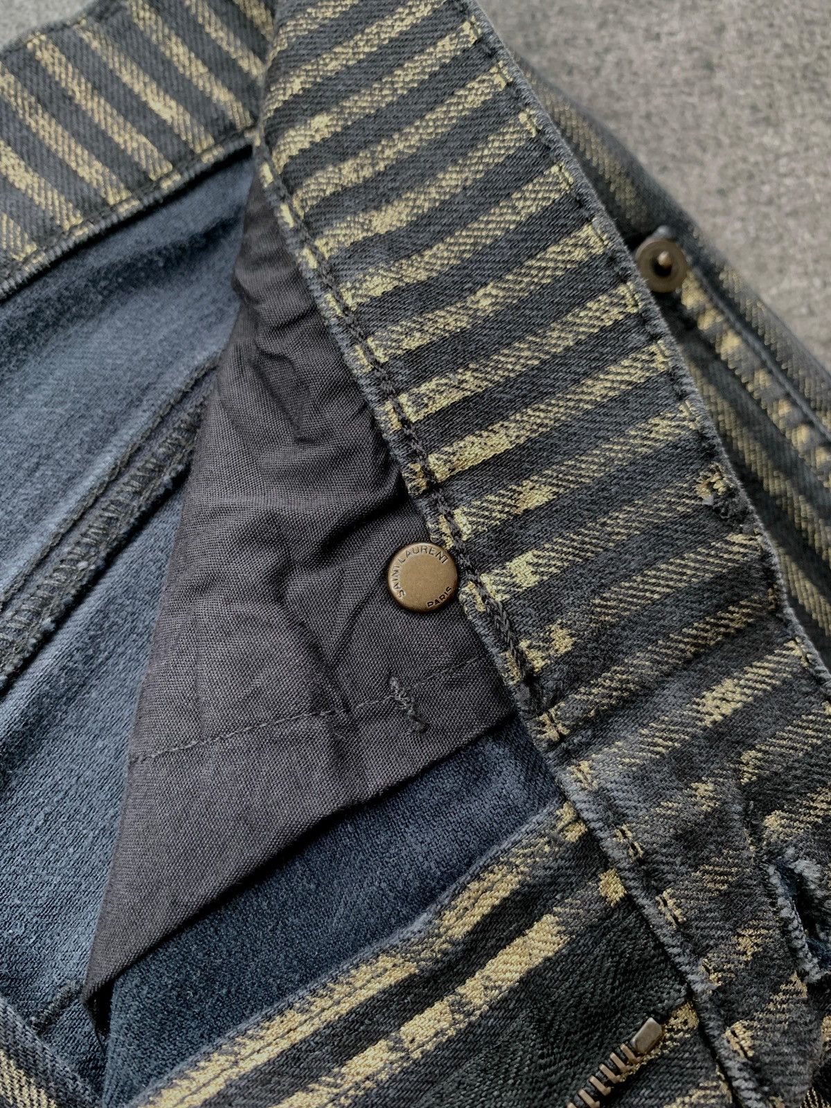 Saint Laurent Paris FREE TAX! Gold Striped Skinny Denim Jeans Size US 32 / EU 48 - 5 Thumbnail