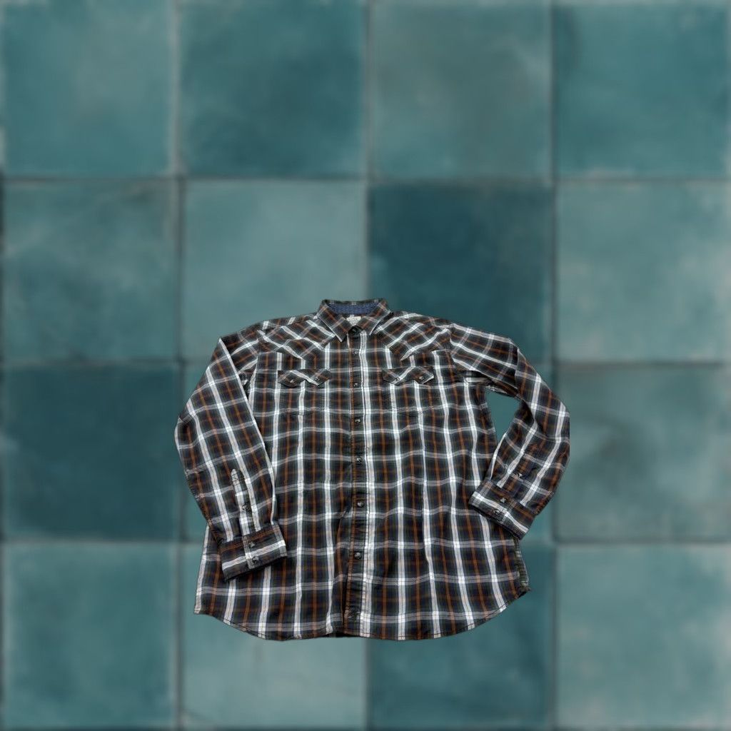 Vintage Moon Shine Spirit Shirt Mens Large Blue Plaid Western Snap Pearl Button Shirt Size US L / EU 52-54 / 3 - 1 Thumbnail