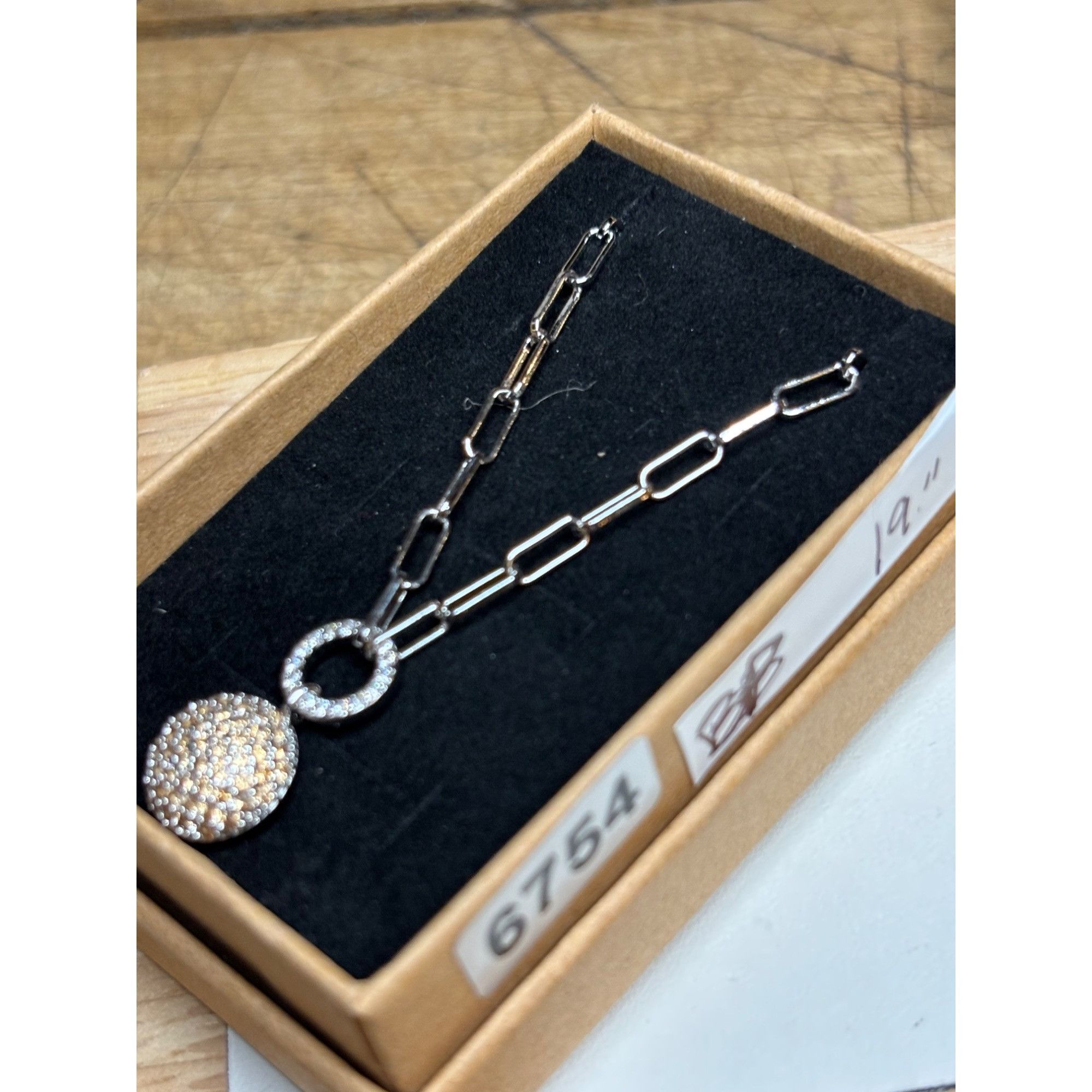 Other Silver Necklace With Rhinestone Ball Pendant & Chain Link De Size ONE SIZE - 4 Thumbnail