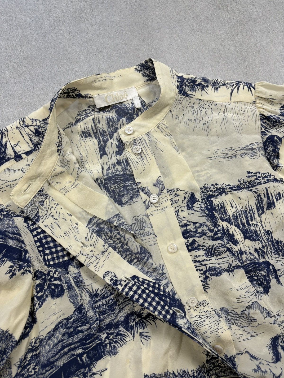 Chloe Arhival Chloé White & Blue Silk Toile Print Dress France 40 Size M / US 6-8 / IT 42-44 - 13 Thumbnail