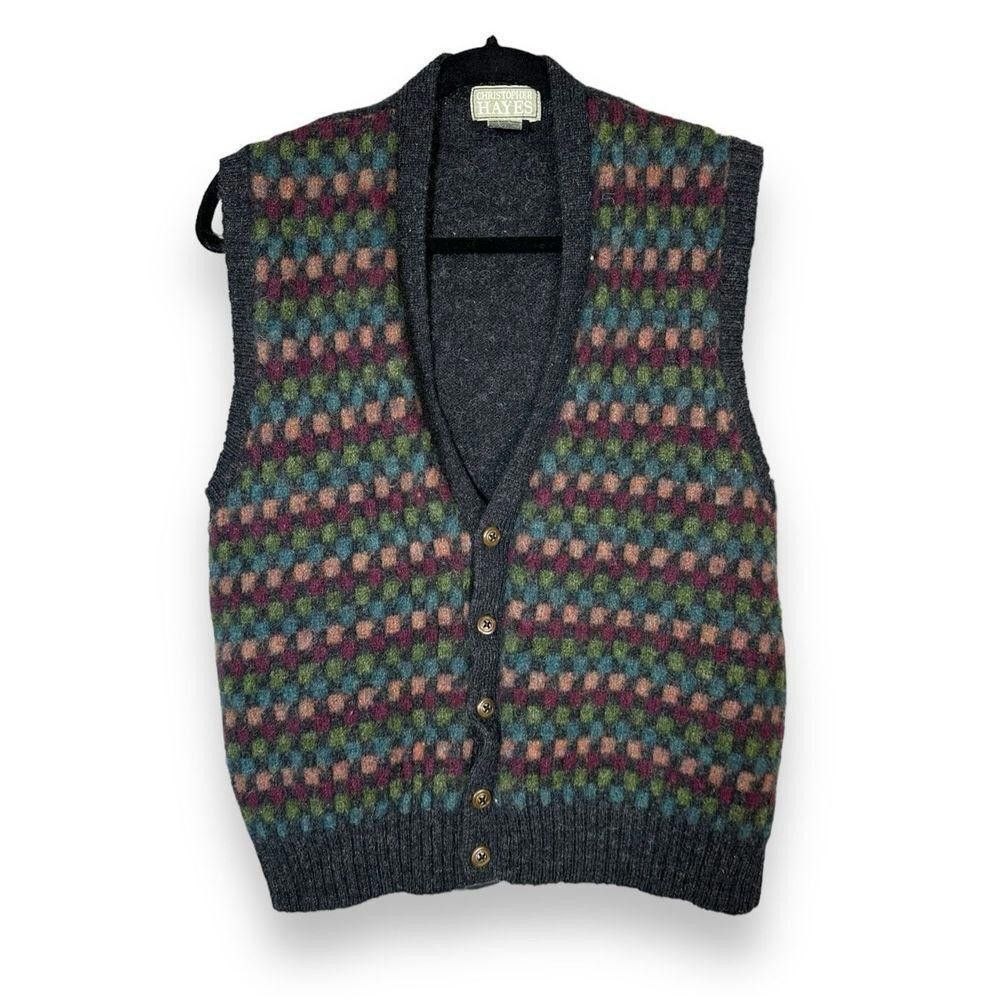 Designer Vintage Christopher Hayes Wool Button Vest L Size US L / EU 52-54 / 3 - 1 Thumbnail