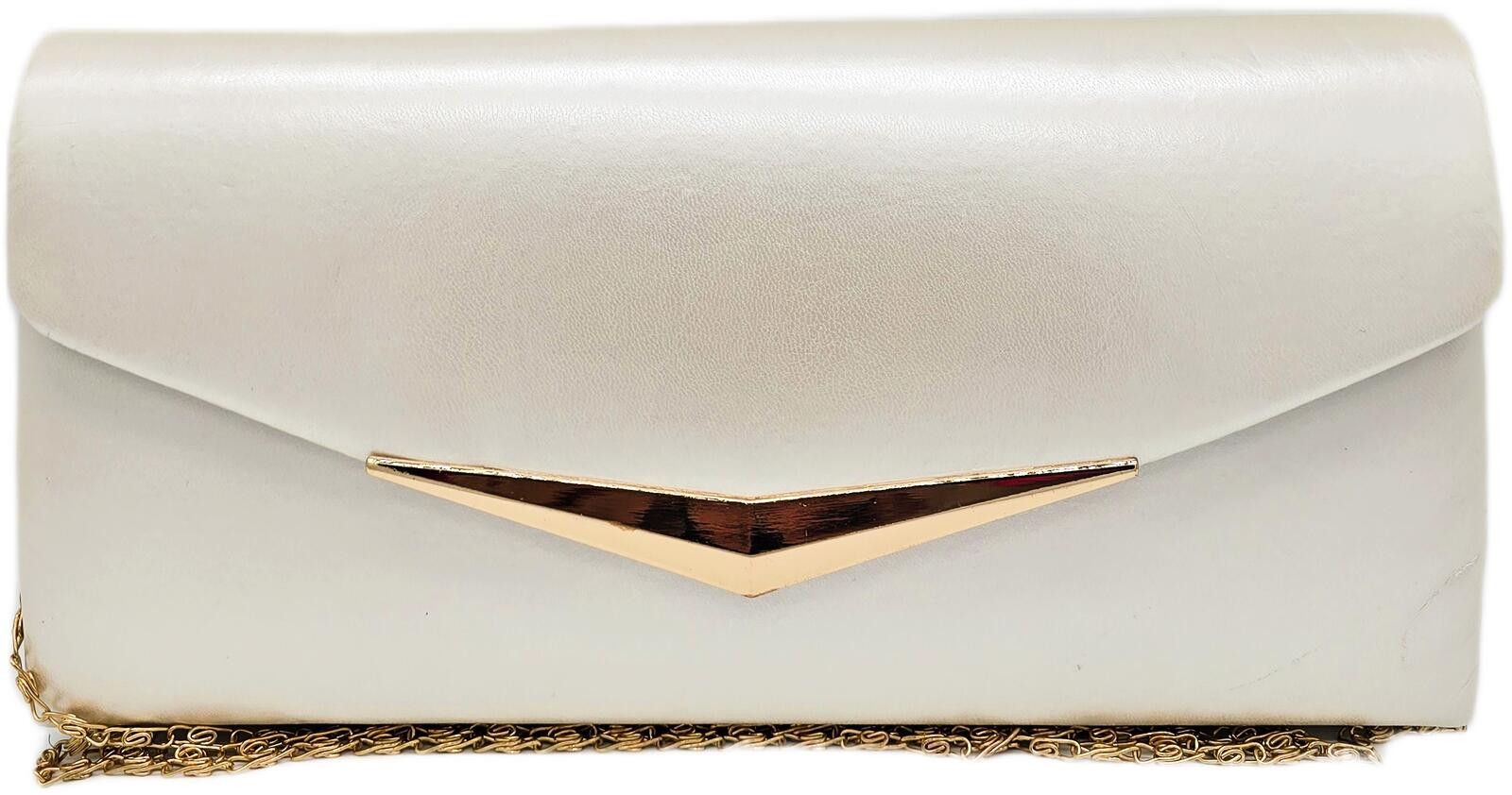 Unknown London Elegant Cream Clutch Purse with Gold Chain and Accent Size ONE SIZE - 1 Thumbnail