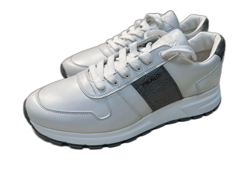Prada White Leather and Crocodile Sneakers by Prada-2506 Size US 8 / EU 41 - 1 Thumbnail