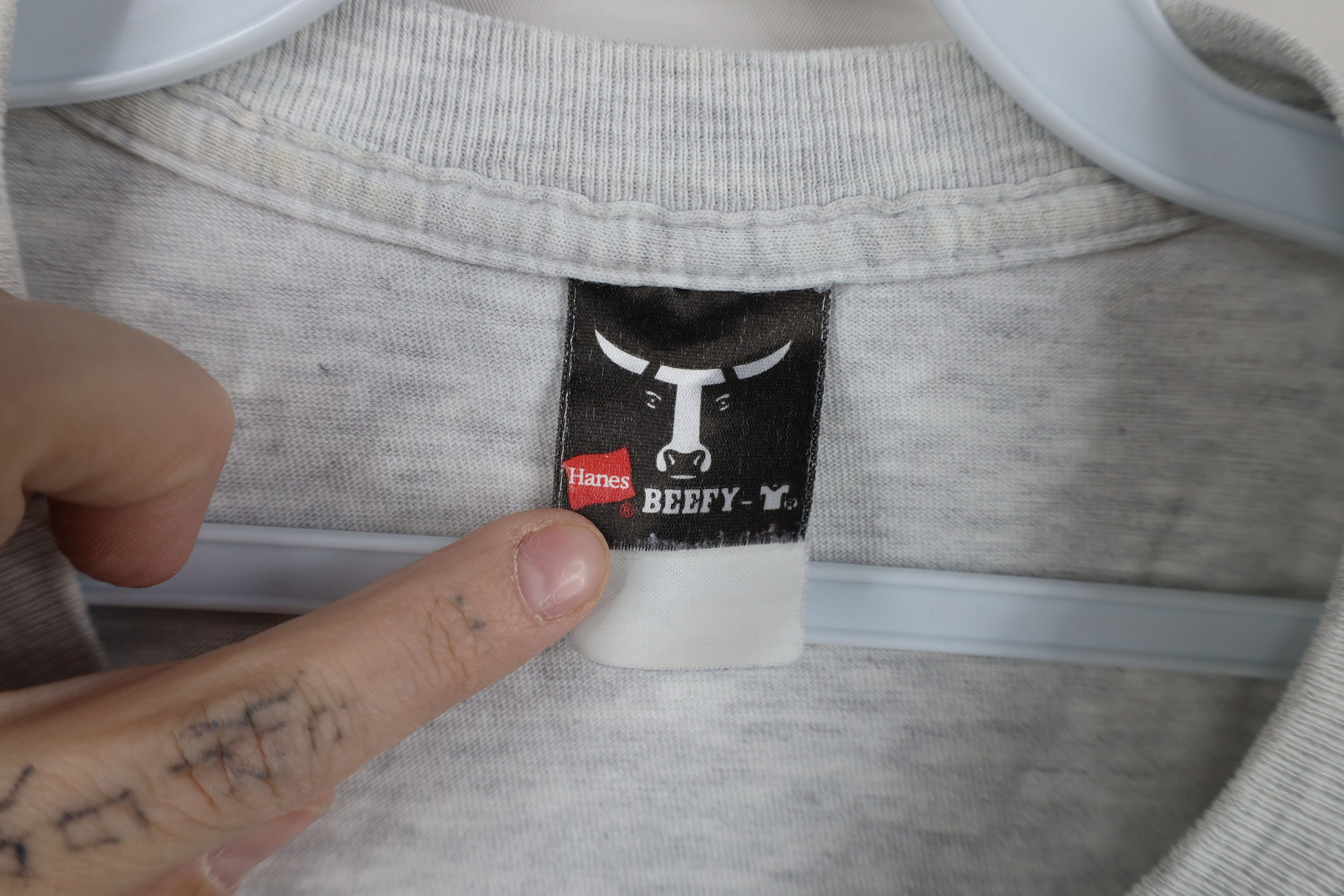Hanes Vintage 90s Hanes Beefy Blank Short Sleeve T-Shirt Gray Size US XL / EU 56 / 4 - 4 Thumbnail