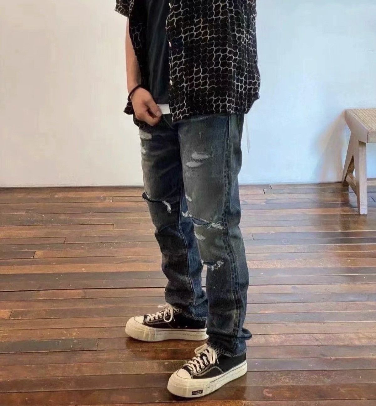 Visvim VISVIM SOCIAL SCULPTURE 10 DAMAGED-17 Destroyed Denim Jeans Size US 34 / EU 50 - 4 Thumbnail