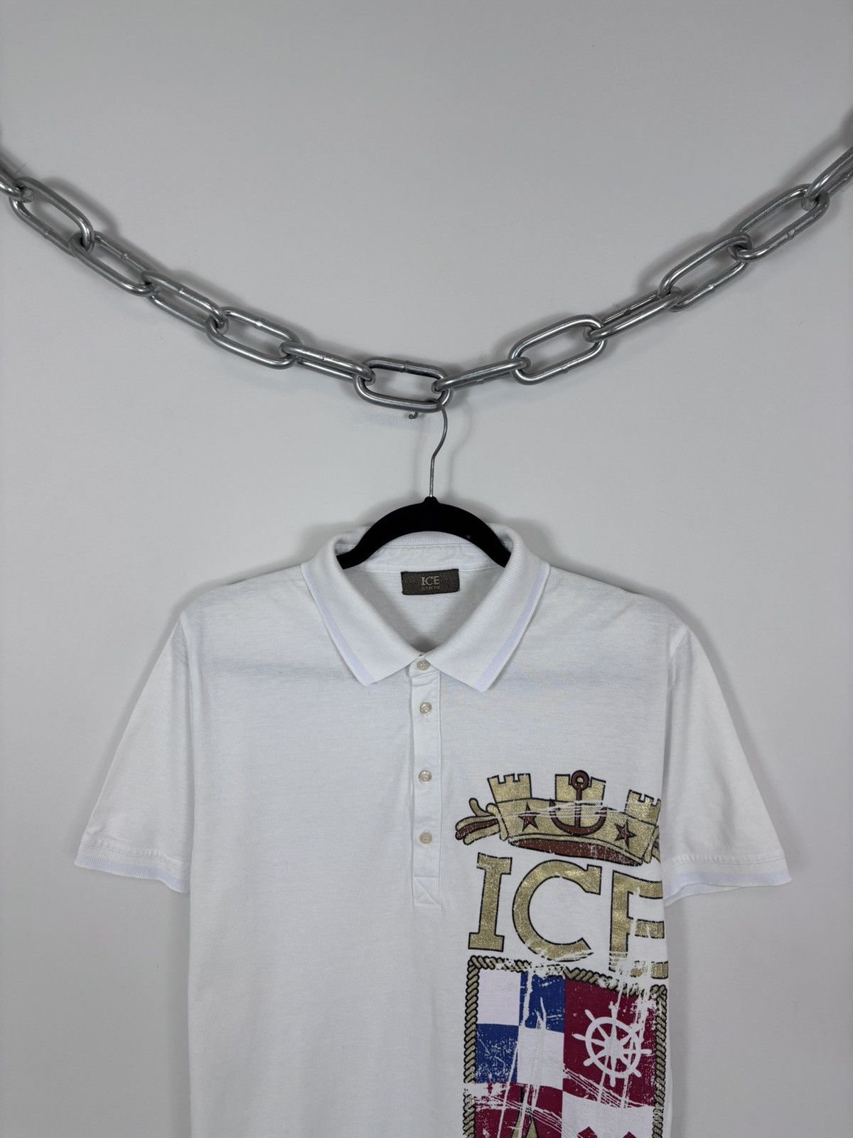 Iceberg Ice Iceberg International Flags White Big Logo Polo Shirt Size US M / EU 48-50 / 2 - 3 Thumbnail