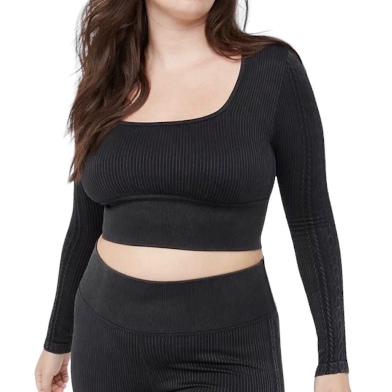 American Eagle Outfitters Aerie Seamless Square Neck Long Sleeve Cable Crop Top Size L / US 10 / IT 46 - 1 Thumbnail