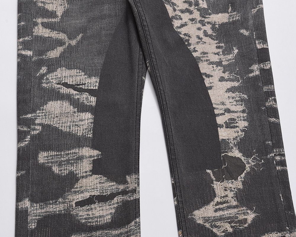 Jean × Vintage Distressed Patchwork Straight Baggy Jeans Size US 33 - 6 Thumbnail