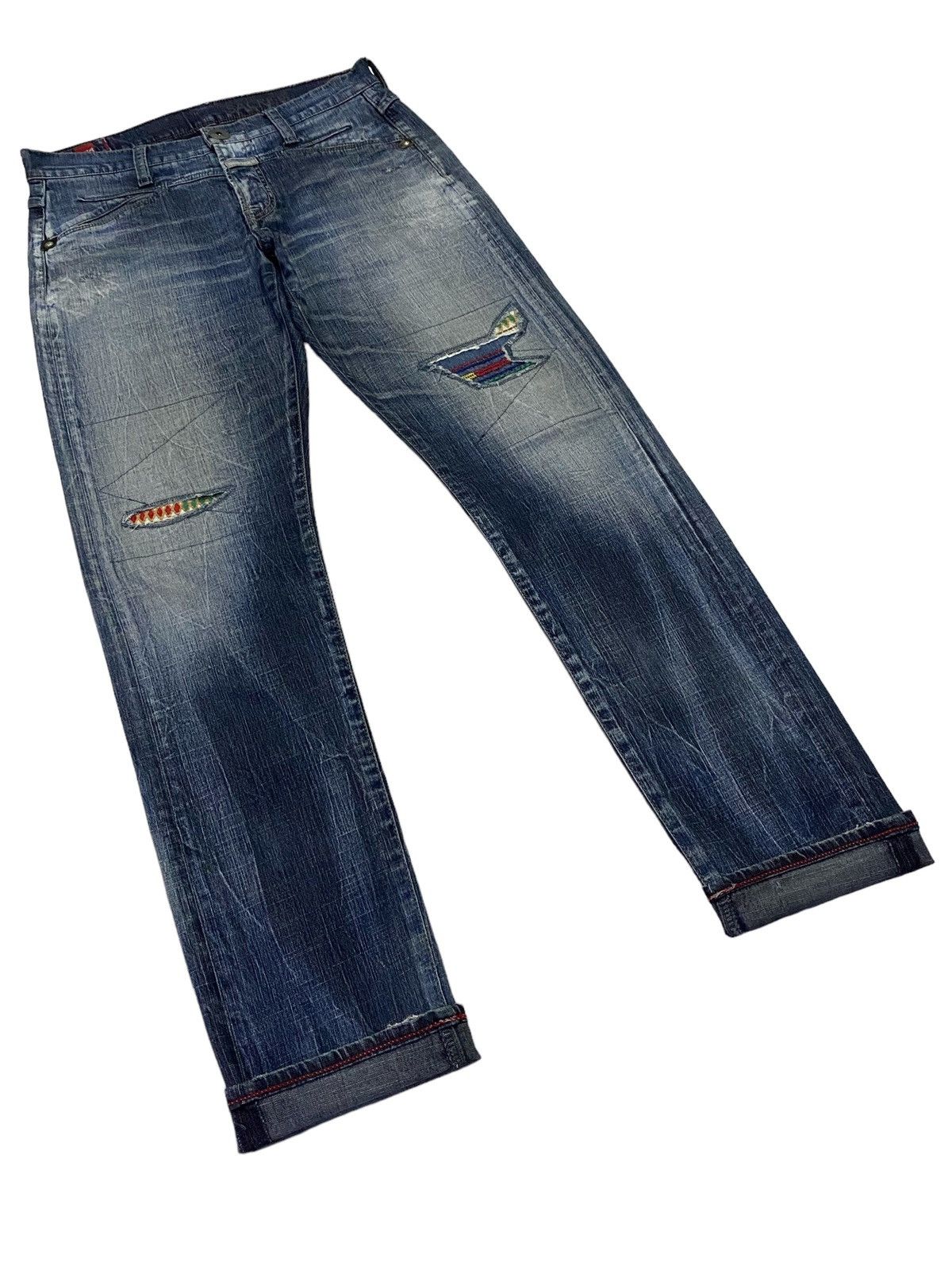 Marithe + Francois Girbaud Marithe Francois Girbaud Patchwork Ripped Distressed Denim Size US 32 / EU 48 - 24 Thumbnail