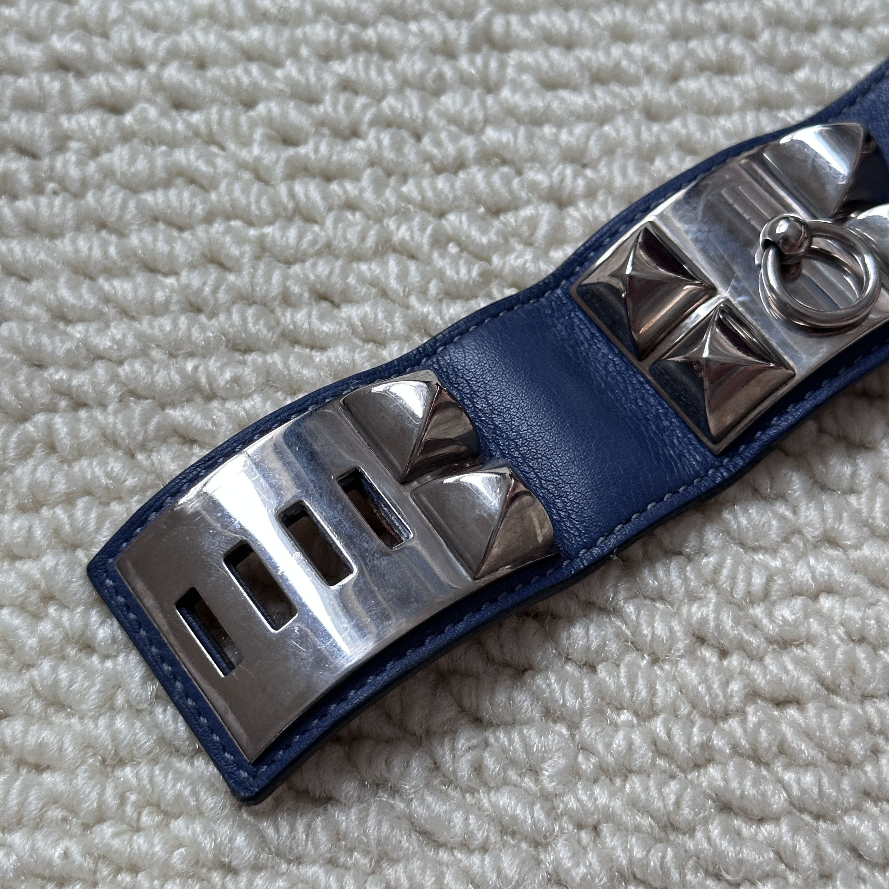 Hermes HERMÈS BLUE LEATHER COLLIER DE CHIEN BRACELET Size ONE SIZE - 9 Thumbnail