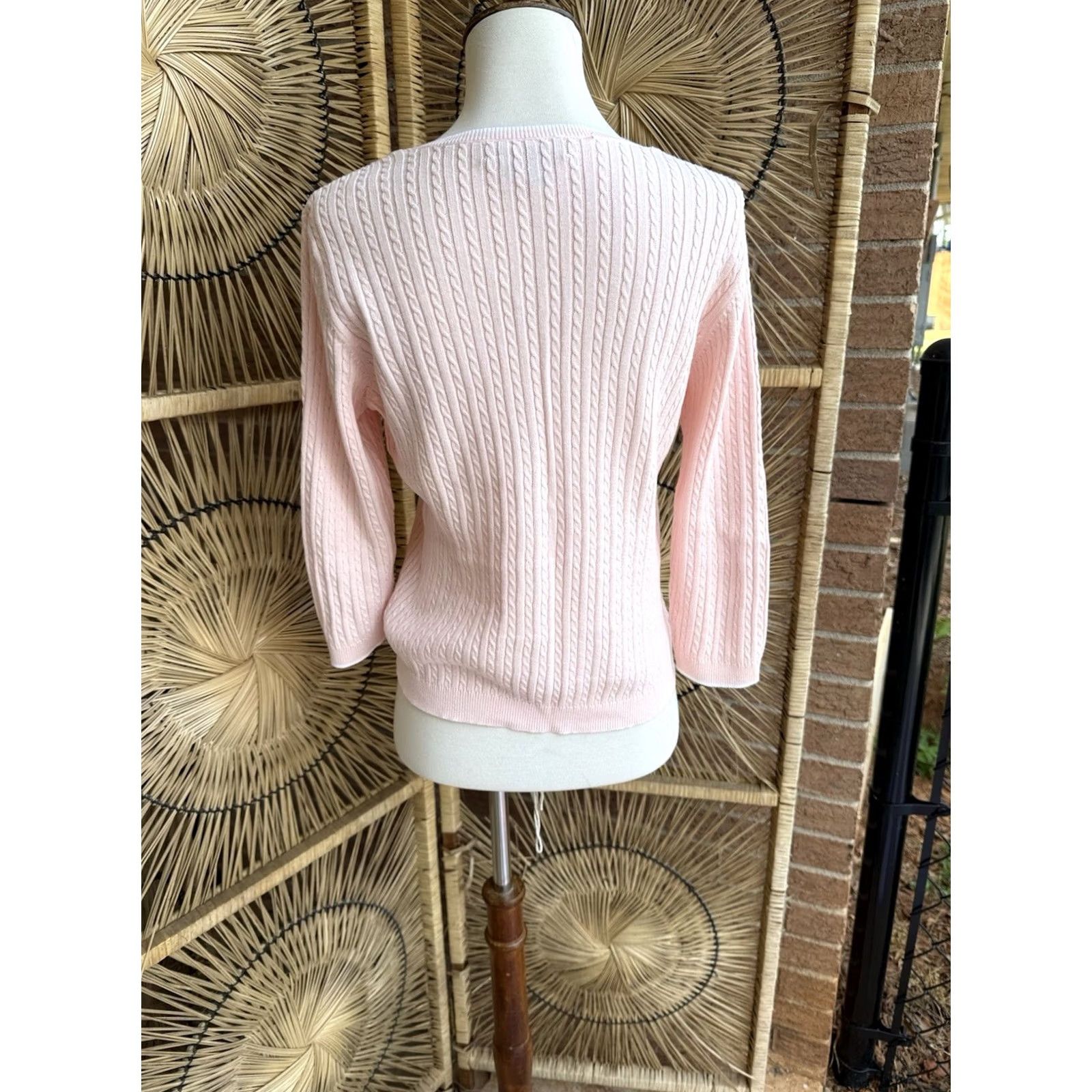 Ralph Lauren VINTAGE? Lauren Ralph Lauren Cable Knit Sweater Womens Small Pink Preppy EUC Size S / US 4 / IT 40 - 4 Thumbnail