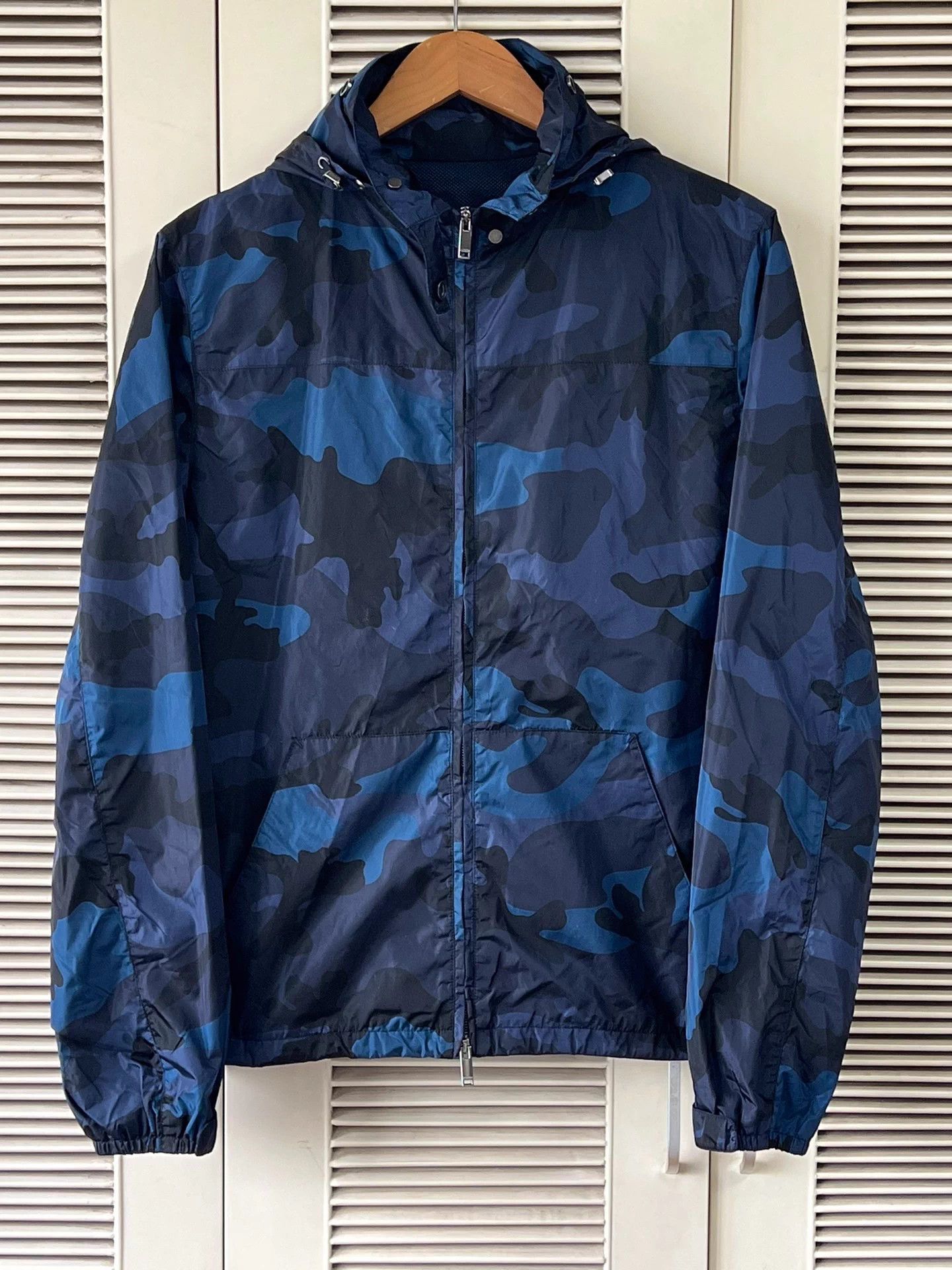 Valentino Valentino Men's Blue Camo Hooded Jacket 46 Size US S / EU 44-46 / 1 - 1 Thumbnail