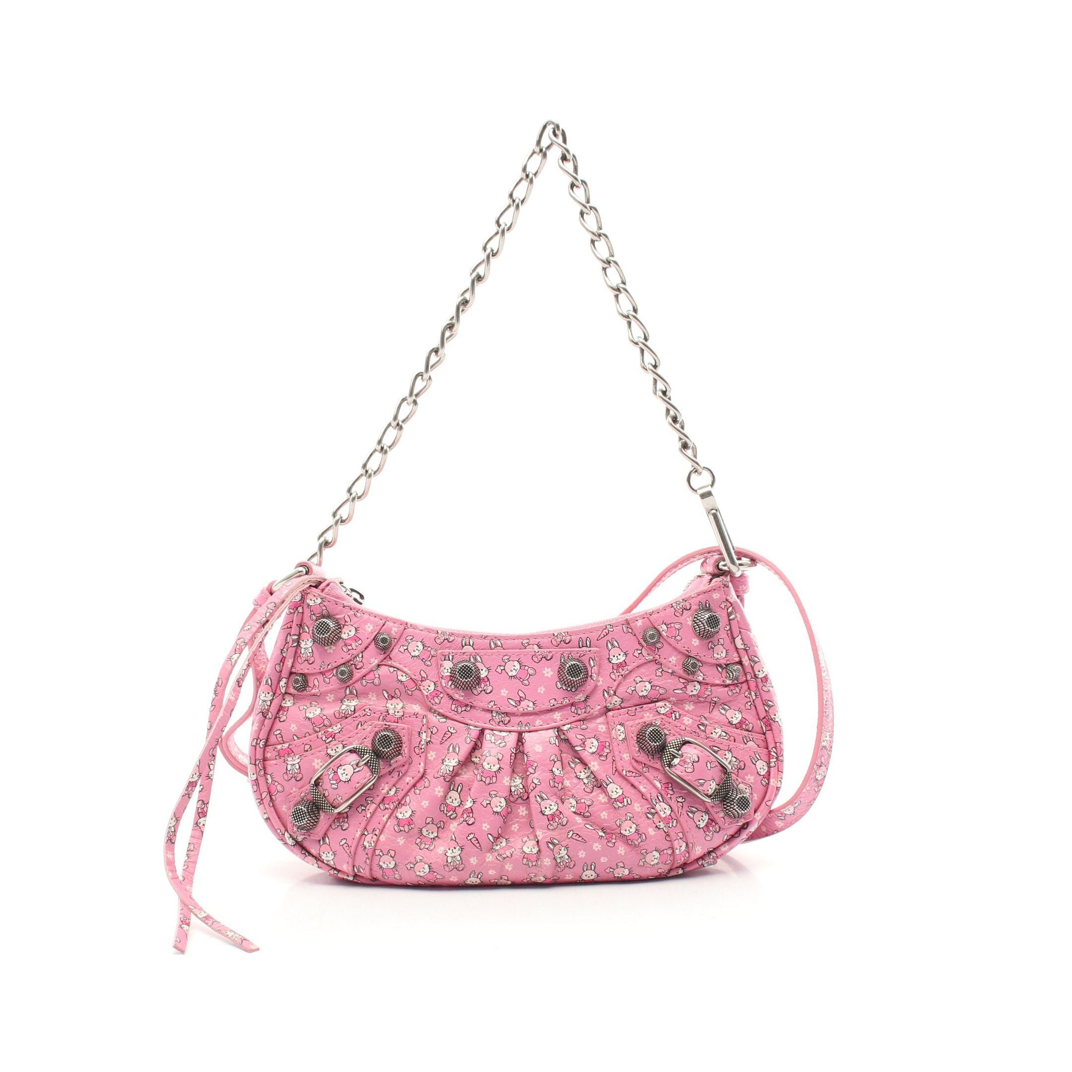 Balenciaga Balenciaga Le Cagole Mini Cagoule Chain Handbag Rabbit Leather Pink Size ONE SIZE - 1 Thumbnail