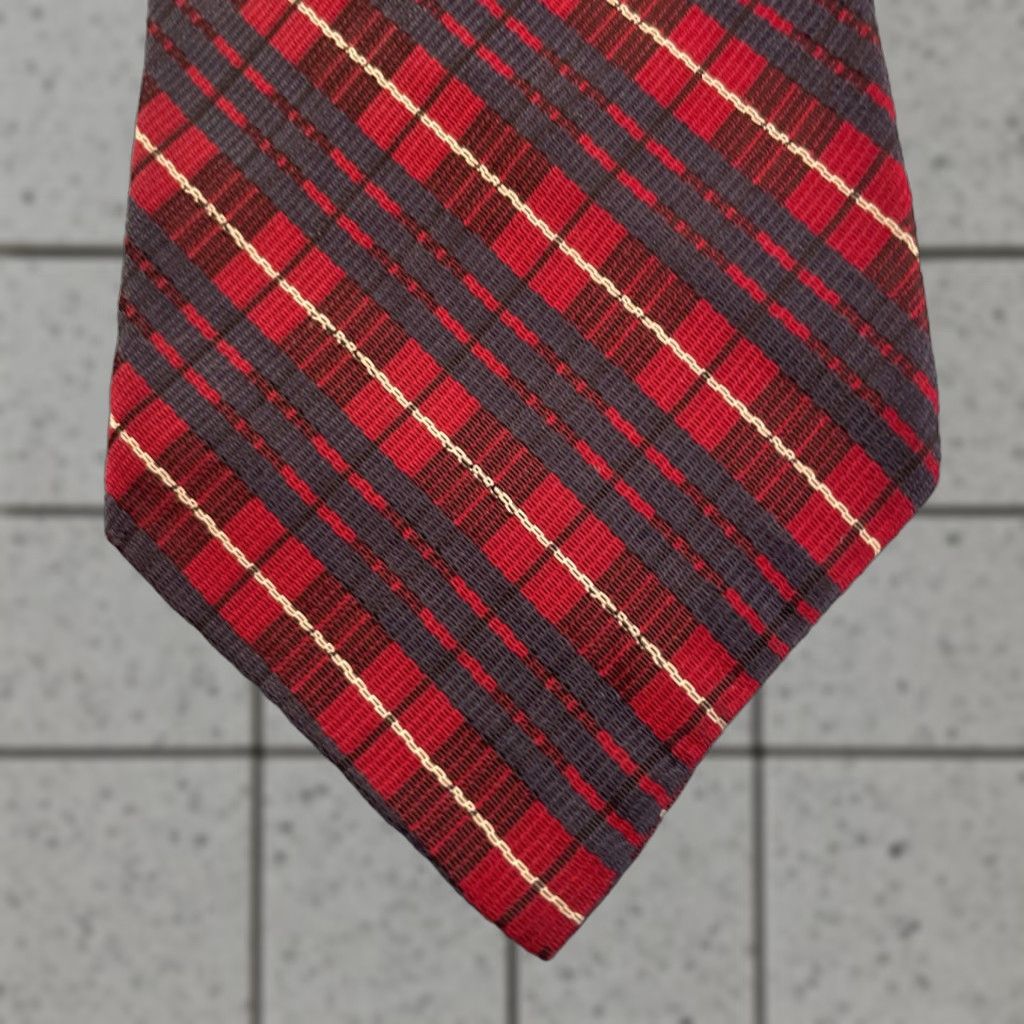 Vintage vtg Wickenden's SLO Hamil Neck Tie Polyester Woven Texture Red Plaid 3x54 Capsule Necktie Masculine Men’s Tie Vintage Size ONE SIZE - 1 Thumbnail