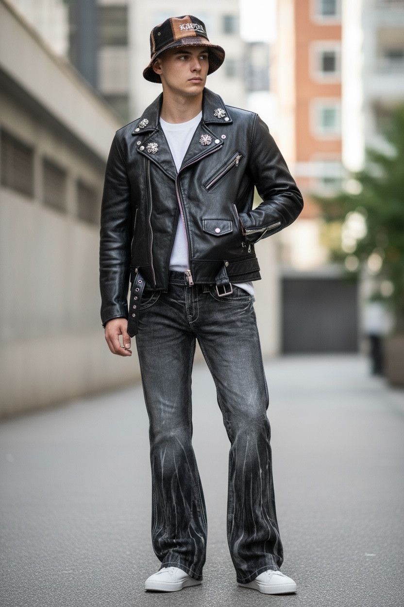 Semantic Design BLOW Whiskers Retro Punk Flare Denim Jeans