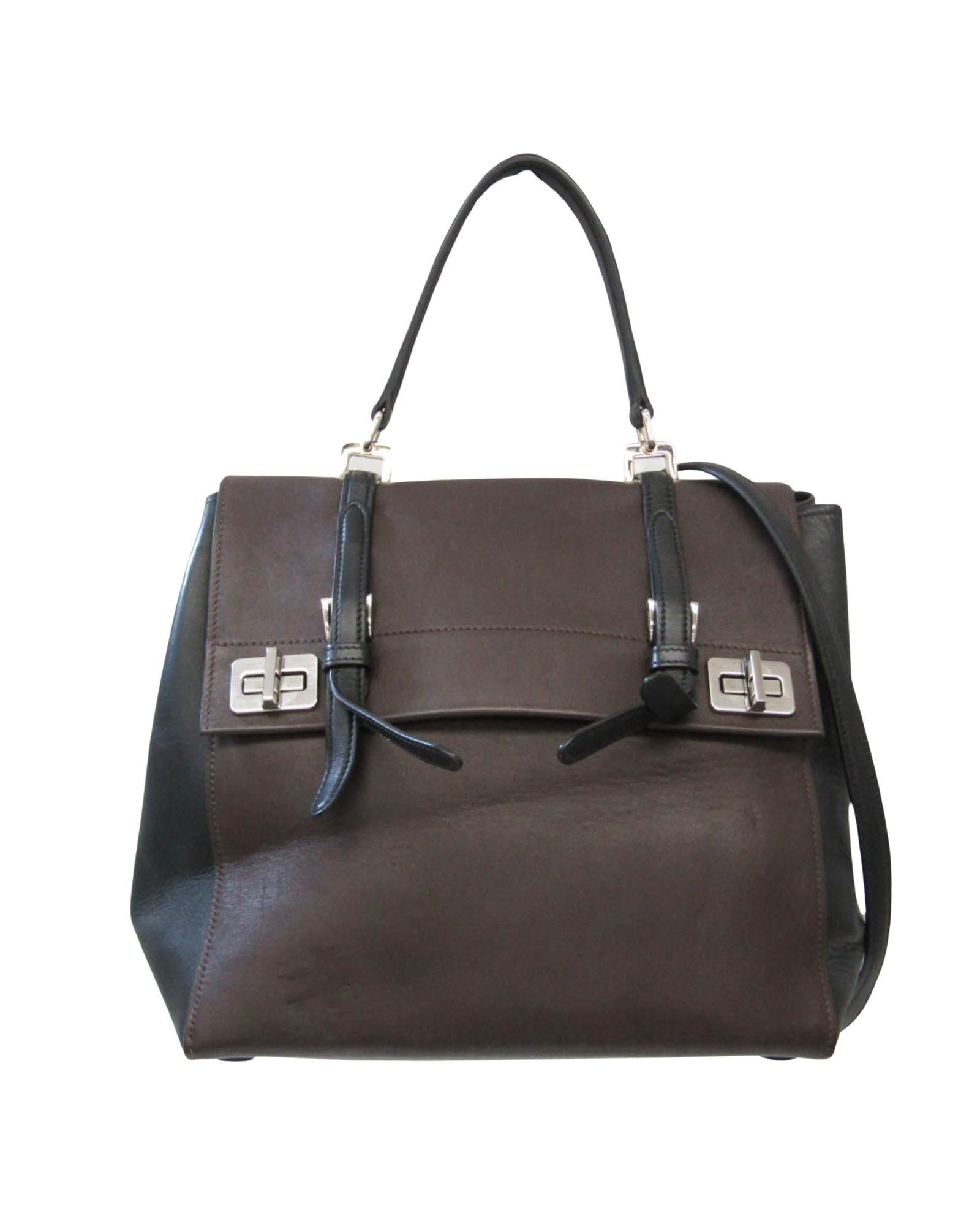 image of Prada Sophisticated Leather Handbag And Shoulder Bag With Dust Bag Included in Brown, Women's