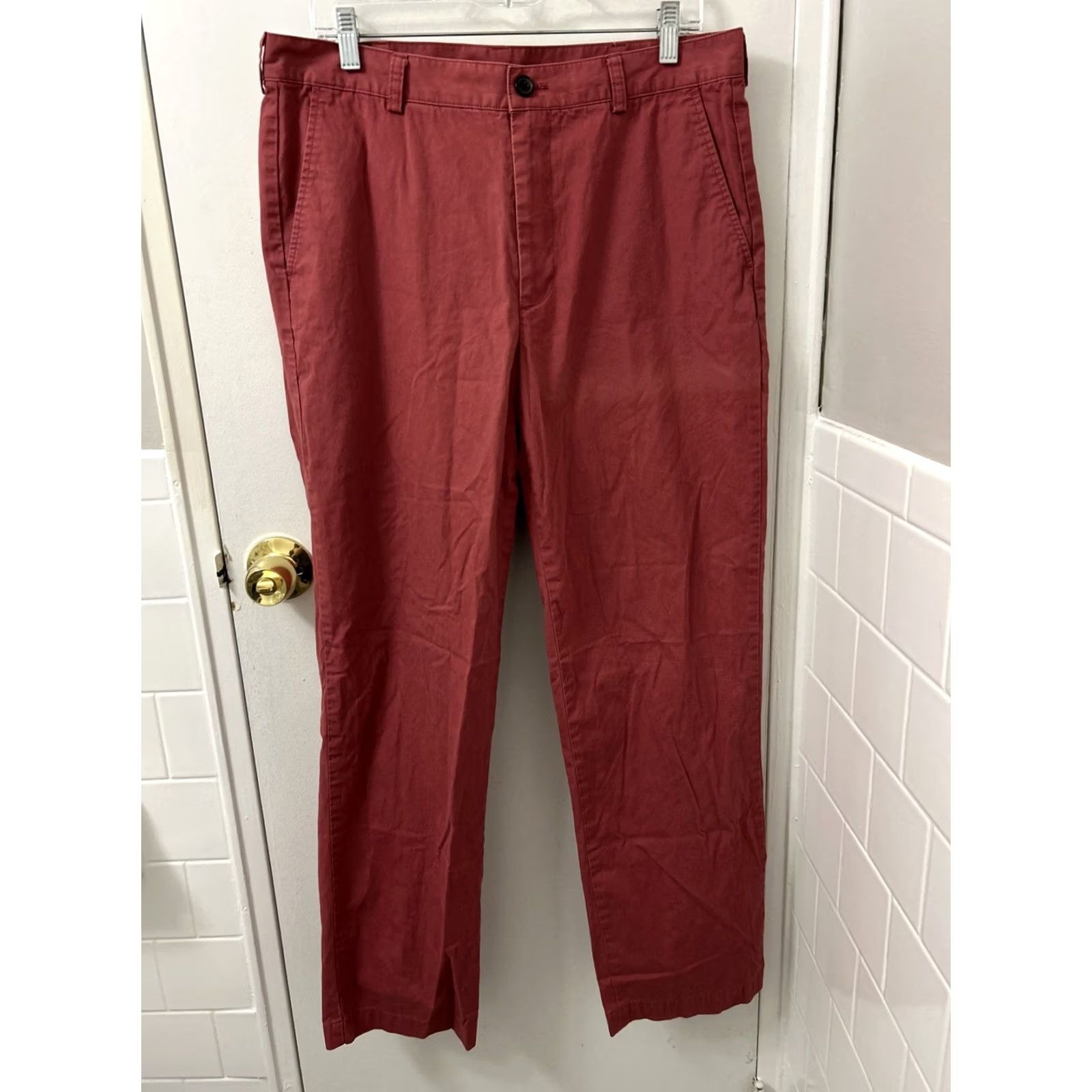 Brooks Brothers Brooks Brothers Pants 346 Mens 34x30 Red Pink Chino Straight Leg Trousers Casual Travel Easy Care Pockets Flat Front Regular Waist 34 Inseam 30 Size US 34 / EU 50 - 2 Thumbnail