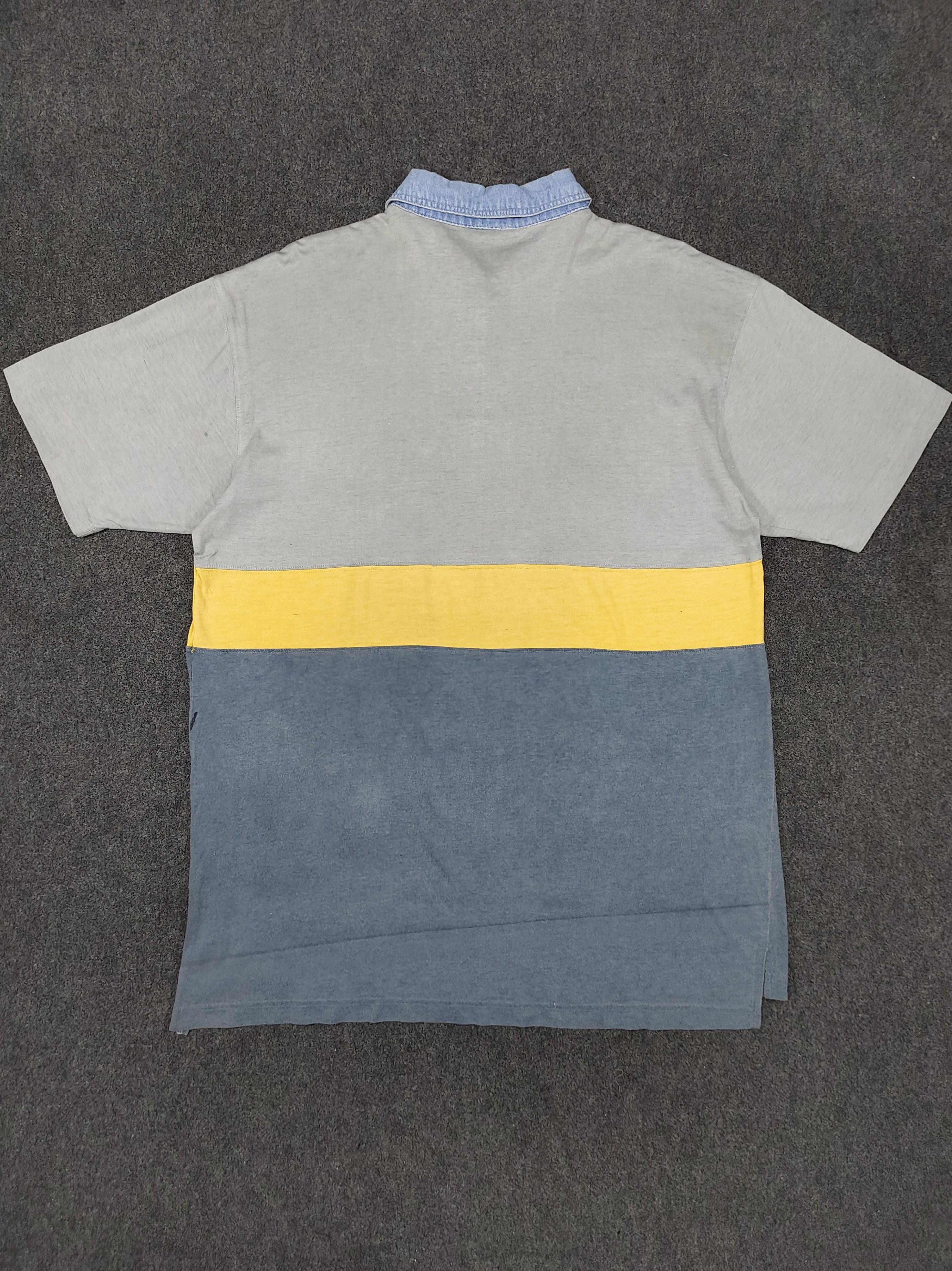 Guess 90s GUESS- Big Logo Color Block Denim Chambray Collar Polos Size US L / EU 52-54 / 3 - 4 Thumbnail