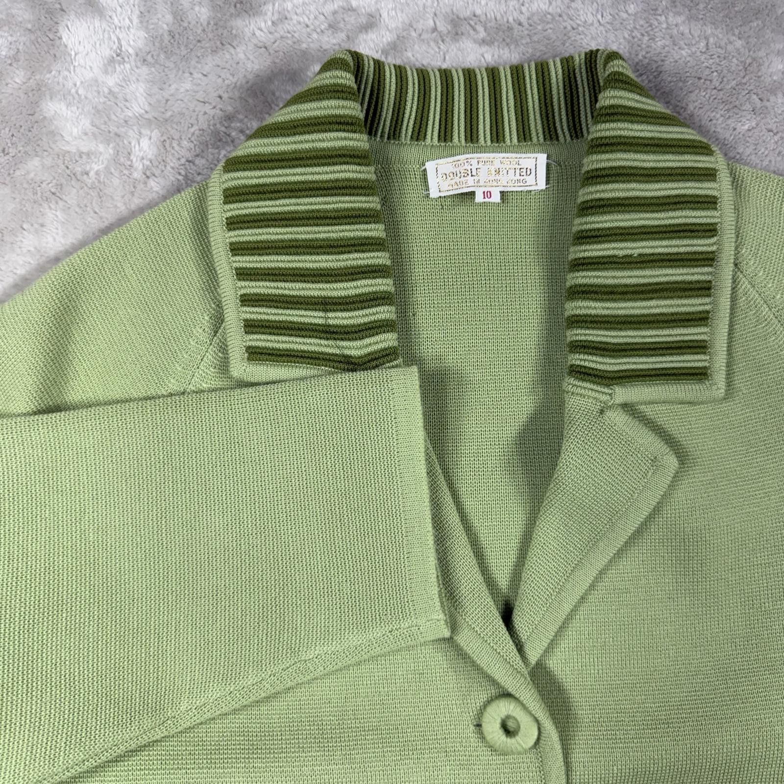 Unknown London Cardigan Women's 10 Mint Green Pure Wool Double Knitted Size L / US 10 / IT 46 - 1 Thumbnail