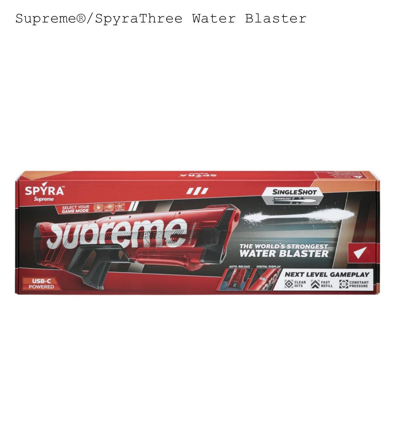 Supreme Supreme Spyra Three Water Blaster Gun Red Size ONE SIZE - 4 Thumbnail