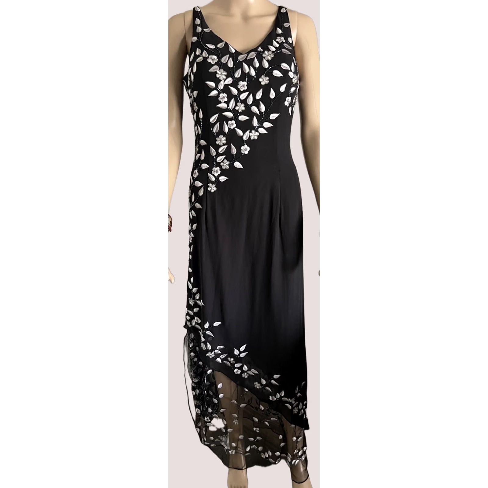 Vintage CECILIA PRADO Maxi Dress, Floral Crochet Insert, Multicolor, Womens Medium, Cottagecore
