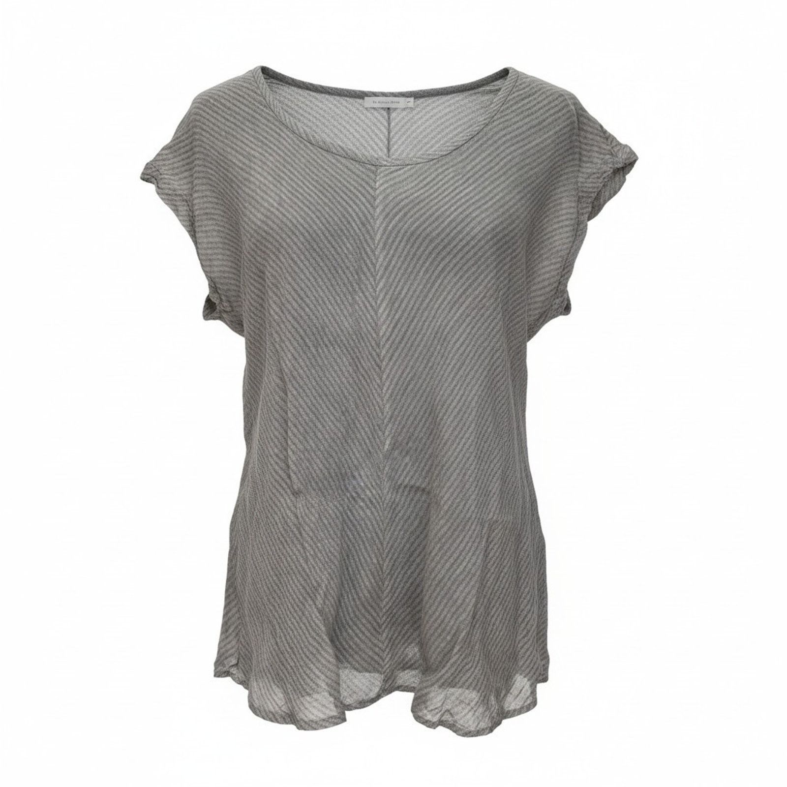 Eileen Fisher EILEEN FISHER Gray Chevron Striped Linen Top Blouse Size M Size M / US 6-8 / IT 42-44 - 1 Thumbnail