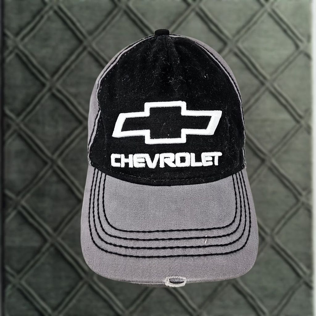 Logo 7 Chevrolet Hat Cap Baseball Strap Back One Size Gray Black Mens Bowtie Logo Size ONE SIZE - 1 Thumbnail